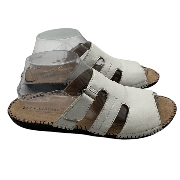 Naturalizer Serene WHITE Soft Comfort Slip-on Hook & Loop Strap Sandals Size 8.5 - Picture 1 of 7